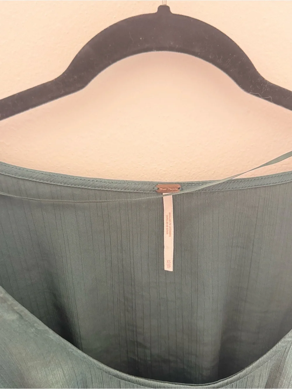 Free People Women's Deep Green Long-Sleeve Smocked Waist Top